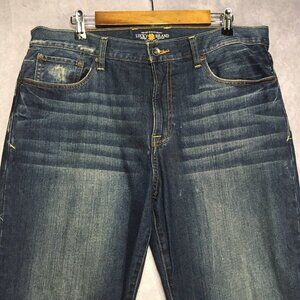 Lucky Brand Mens 329 Classic Straight Fit Blue Jeans size 36x32 Distressed Denim